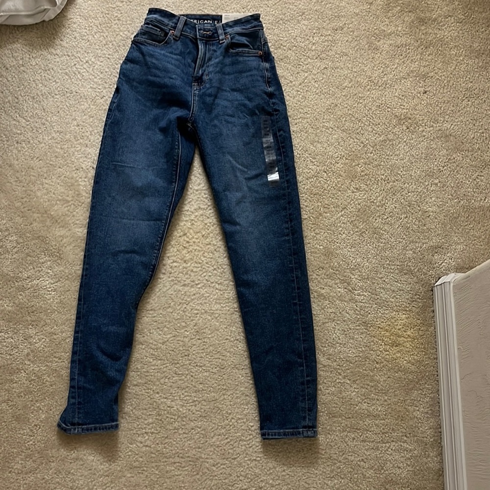 American eagle mom jean classic blue stretch